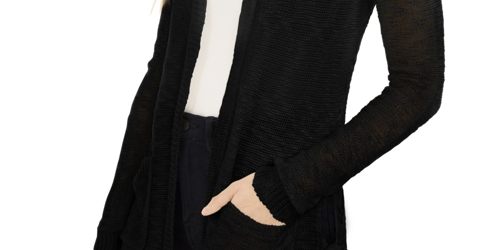 Hooked Up By Iot Junior's Side Tie Cardigan Black Size X-Large