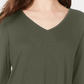 Style & Co Women's Petite Chiffon-Hem Top Med Green Size PM