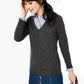Charter Club Women's V Neck Cashmere Sweater Regular & Petite Sizes Gray Size Petite Small