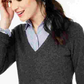 Charter Club Women's V Neck Cashmere Sweater Regular & Petite Sizes Gray Size Petite Small