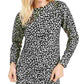 Michael Kors Women's Leopard Print Long Sleeve Crew Neck Evening Top  Black/White Size Petite Small