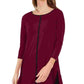 Alfani Women's Burgundy Solid Long Sleeve Crew Neck T Shirt Top Wine Size Petite Small