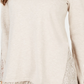 Style & Co Women's Lace TrimLong Sleeve Top Beige Size PL