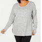 Ideology Women's Plus Long Sleeve Knit T-Shirt Gray Size 3X