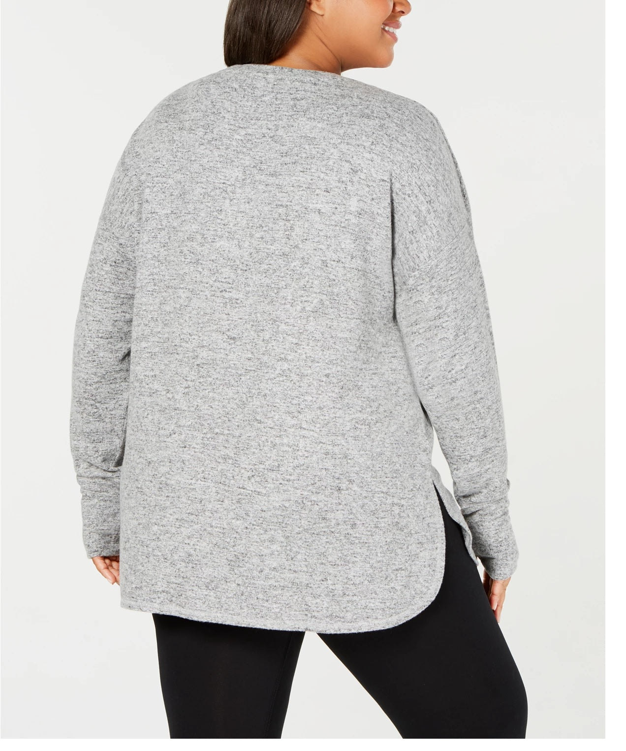 Ideology Women's Plus Long Sleeve Knit T-Shirt Gray Size 3X