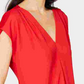 INC International Concepts Women's Inverted-Pleat V-Neck Top Red Size Small