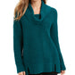 स्टाइल एंड कंपनी वुमेन पीटीट काउल-नेक वेंटेड-हेम स्वेटर ग्रीन पीएम