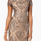Adrianna Papell Women's Damask Sequined Mesh Dress Brown Size 6