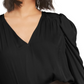 Bar III Women's Puff Sleeve V Neck Top Black Size Medium