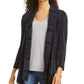 Style & Co Women's Plaid Boucle Cardigan Blue Size PM