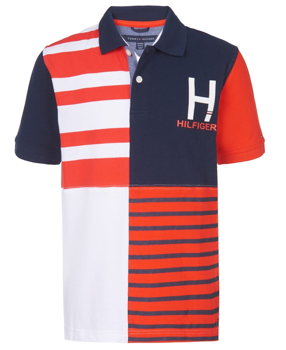 Tommy Hilfiger Kid's Little Boys Evan Colorblocked Stripe Logo Pique Polo Shirt Blue Size 5