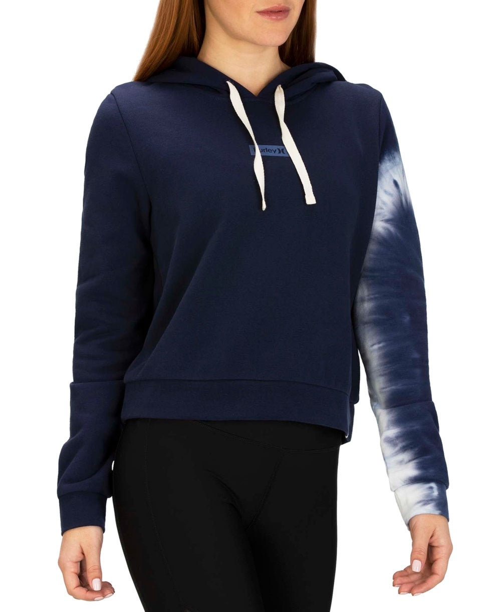 Hurley Junior's Dip Dyed Cropped Hoodie Blue Size X-Large