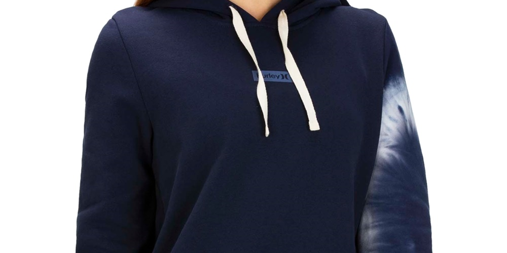 Hurley Junior's Dip Dyed Cropped Hoodie Blue Size X-Large