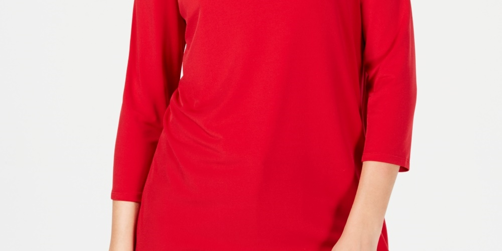 JM Collection Women's Petite Embellished Cold-Shoulder Top Red Size Petite X-Large