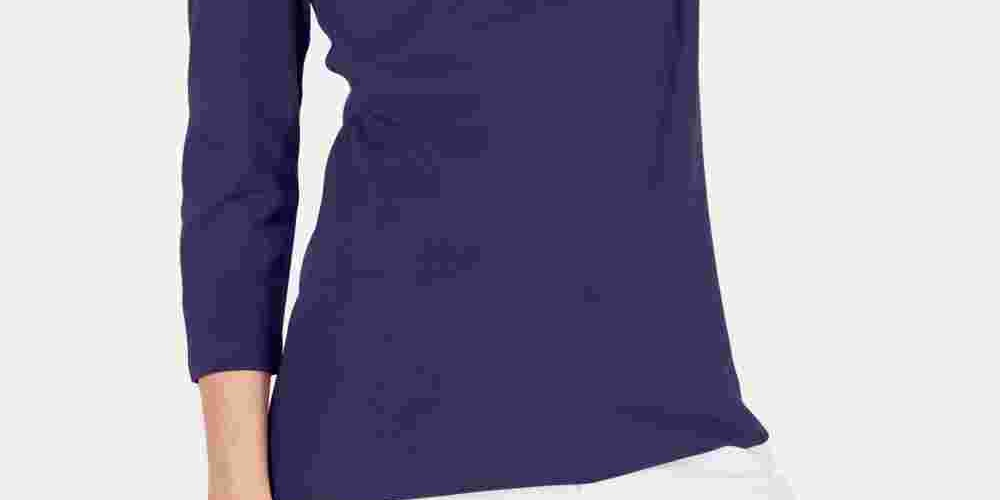 Karen Scott Women's Cotton 3/4 Sleeve Top Purple Size XX-Large