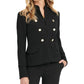 DKNY Women's Stand Collar Double Breasted Military Jacket Black Size 6