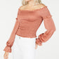 Lucy Paris Women's Isabella Smocked Off-The-Shoulder Top Orange Size Large