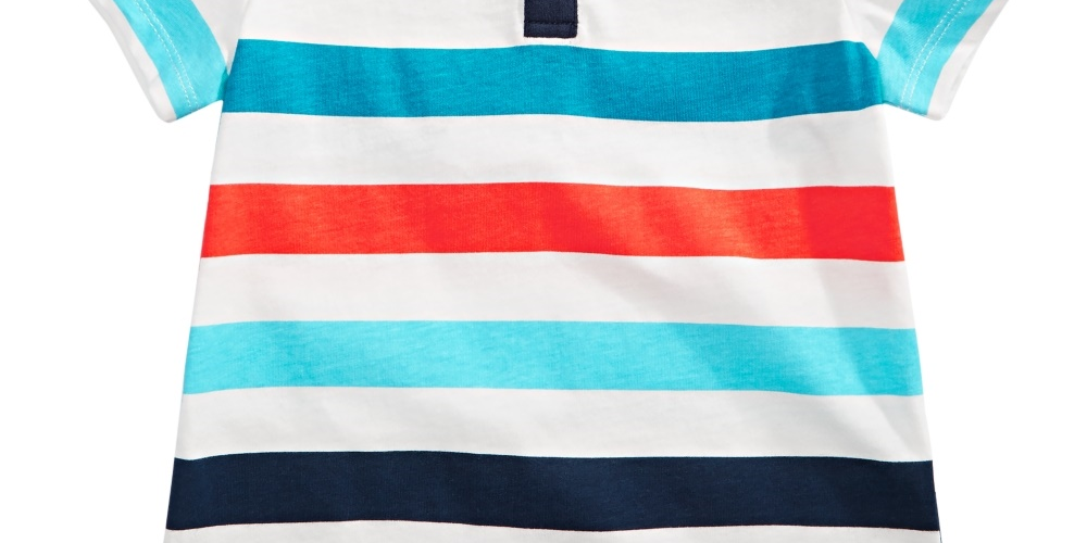 First Impressions Kid's Baby Boys Striped Cotton Henley T Shirt White Size 18