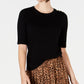 Charter Club Women's Button Shoulder Sweater Black Size Small