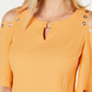 JM Collection Women's Crinkle Texture Cold Shoulder Blouse Yellow Size X-Small
