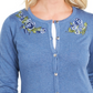 Karen Scott Women's Petite Floral-Embroidered Cardigan Blue PS
