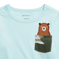 First Impressions Boy's Cotton Teddy Bear Pocket T Shirt Blue Size 2T REG