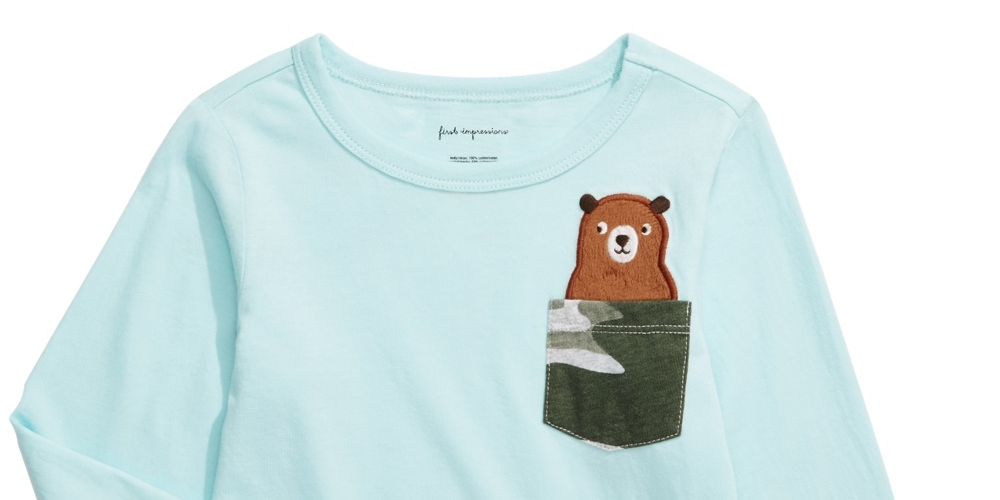 First Impressions Boy's Cotton Teddy Bear Pocket T Shirt Blue Size 2T REG