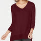 Style & Co Women's Chiffon Hem Top Red Size Petite Small