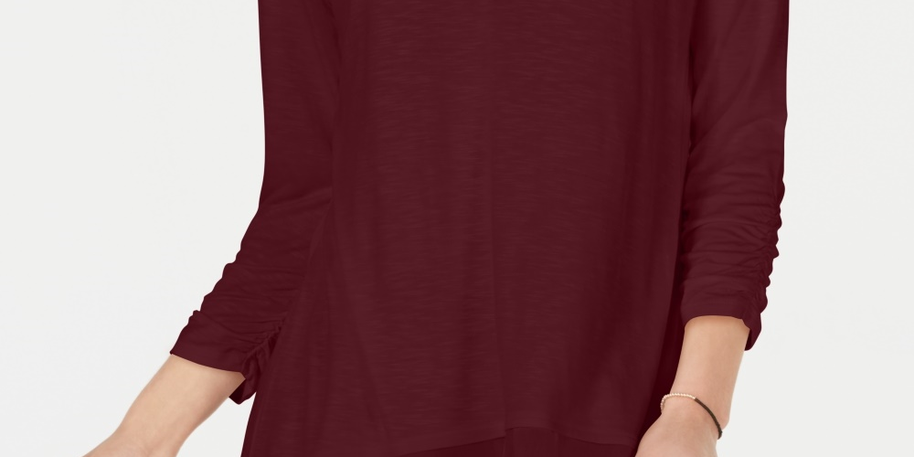 Style & Co Women's Chiffon Hem Top Red Size Petite Small