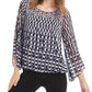 Alfani Women's Printed Angel Sleeve Top Purple Size Petite X-Large