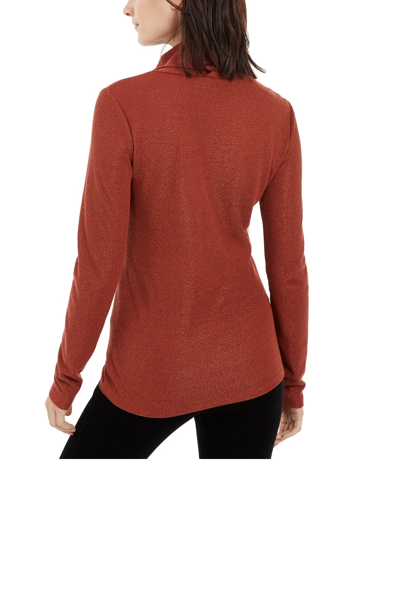 INC International Concepts Women's Metallic Knit Turtleneck Sweater Red Size PL