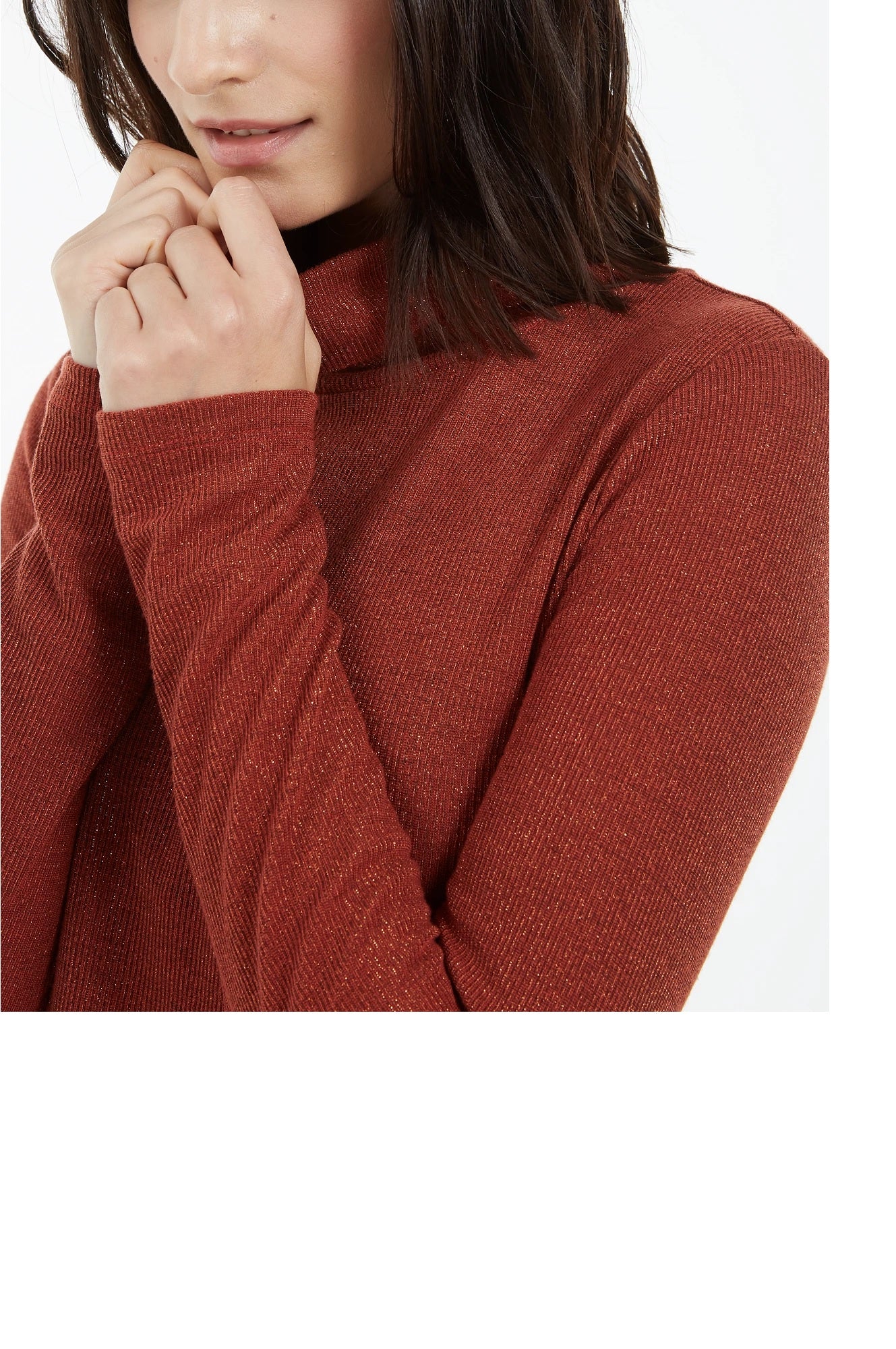 INC International Concepts Women's Metallic Knit Turtleneck Sweater Red Size PL