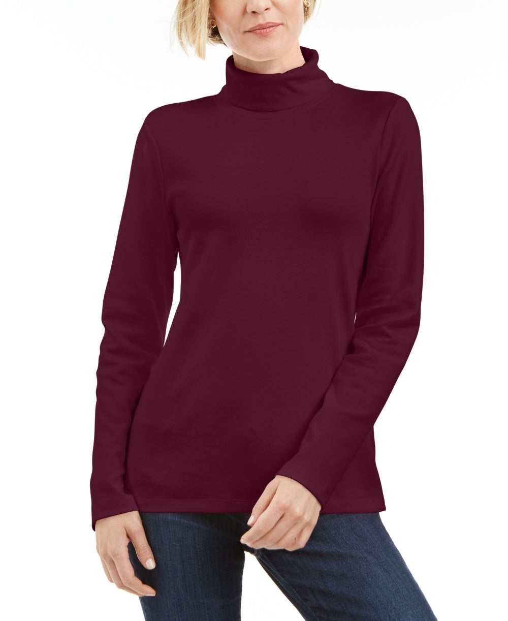 Karen Scott Women's Cotton Turtleneck Top Red Size Petite X-Large