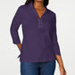 Karen Scott Women's Cotton Lace-Up Shirt Purple Size X-Small
