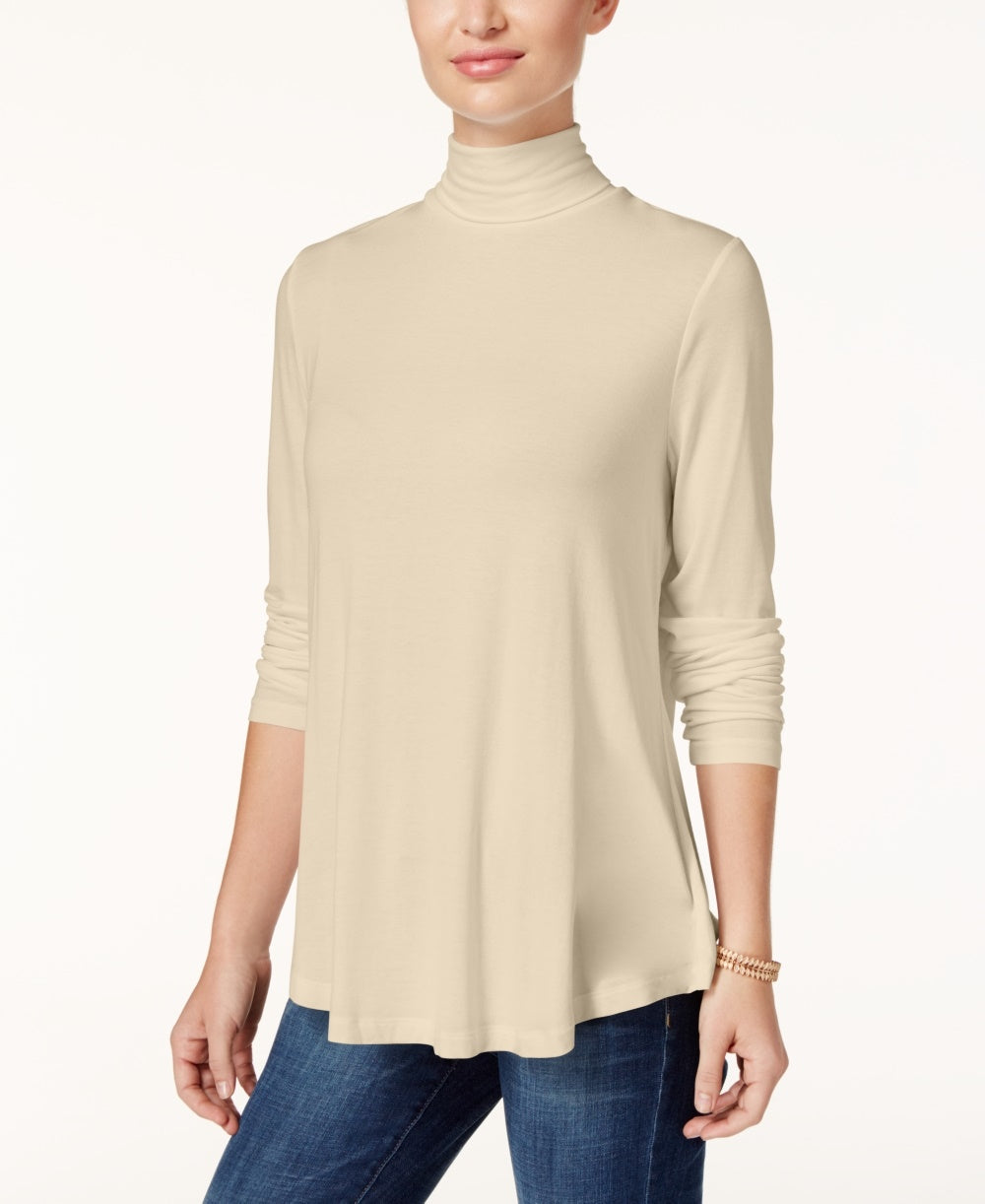 JM Collection Women's Turtleneck Top Beige Size Medium