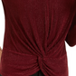 Alfani Women's Metallic Striped Knot Front Top Red Size Petite X-Large