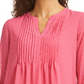 Charter Club Women's Petite Double-Ruffle Textured Pintuck Top Pink Size Petite X-Large