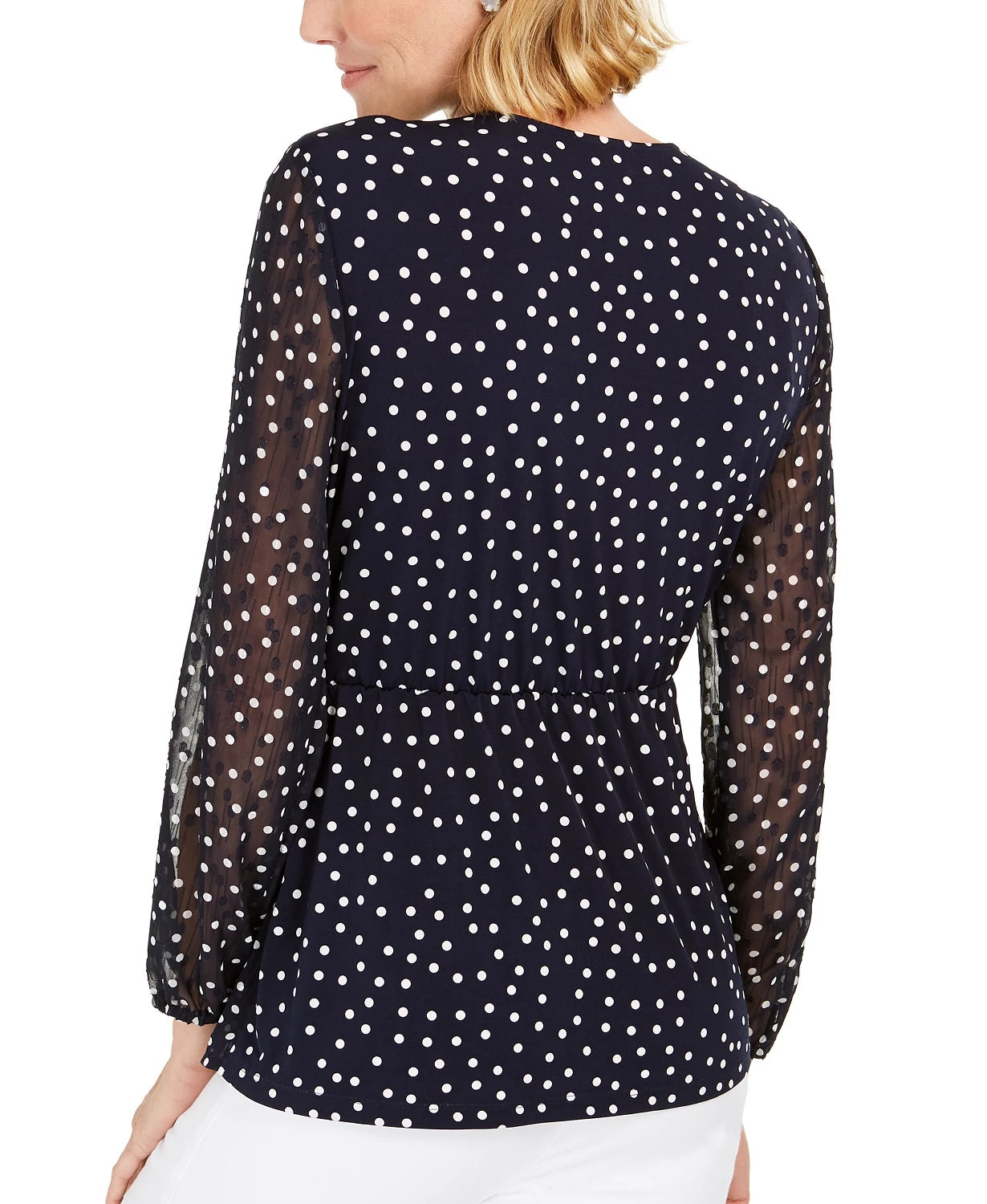 Charter Club Women's Dotted Wrap Top Bright Blue Size X-Large