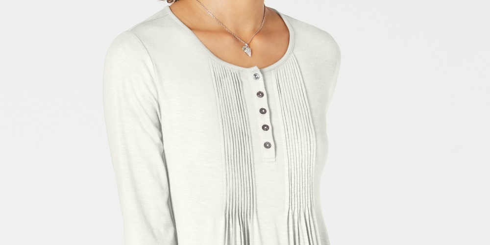 Style & Co Women's Pintuck Top Beige Size PP