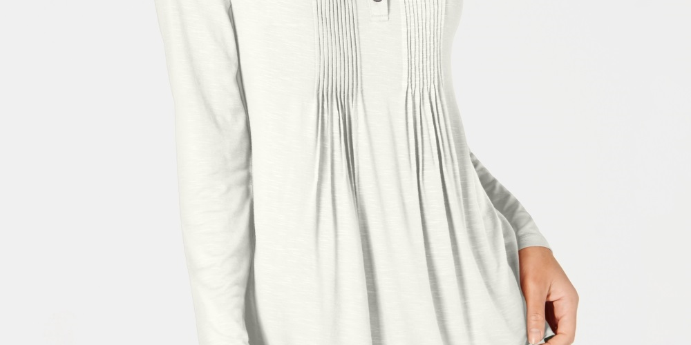 Style & Co Women's Pintuck Top Beige Size PP