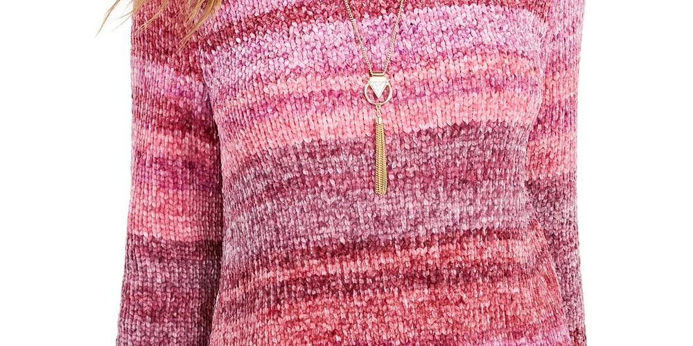 Style & Co Women's Petite Chenille Space-Dyed Sweater Pink PP