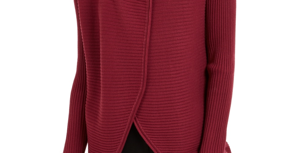 Alfani Women's Faux Fur Trim Convertible Cardigan Red Size Petite X-Large
