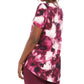 JM Collection Women's Paint-Print Scoop Neckline Top Pink Size Small