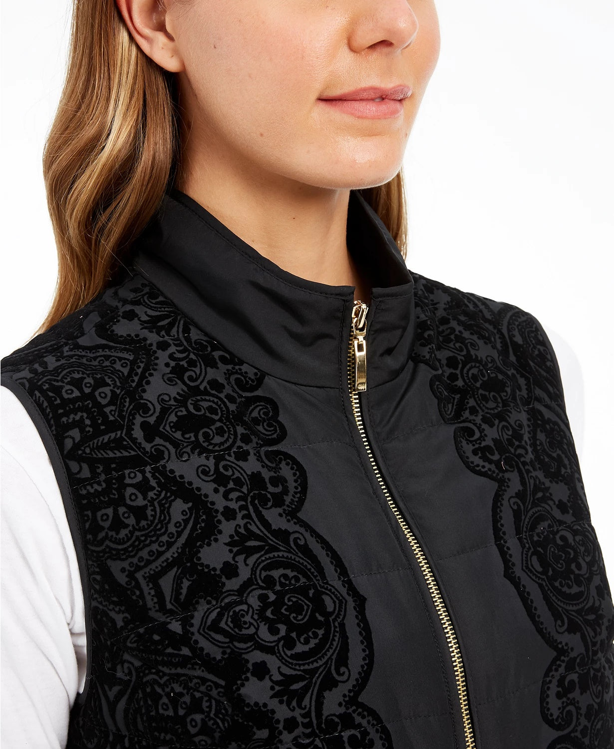 Charter Club Women's Velvet-Flocked Vest Black Size XX-Large