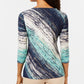 JM Collection Women's Asymmetrical Foil Textured Top Blue Size Petite Small