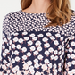 Charter Club Women's Floral-Print Boat-Neck Top Blue Size X-Large