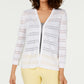 Charter Club Women's Pointelle Striped Cardigan  White Size X-Large