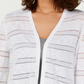 Charter Club Women's Pointelle Striped Cardigan  White Size X-Large