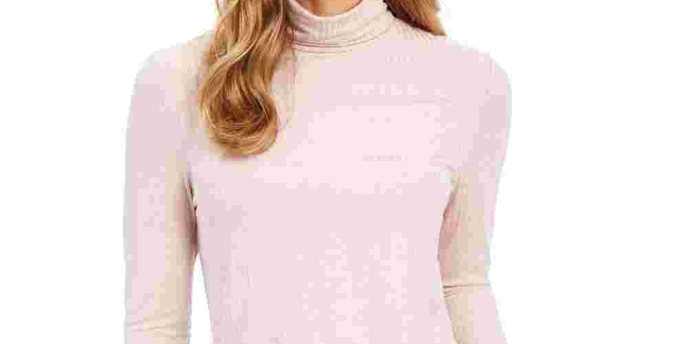 Charter Club Women's Heathered Turtleneck Pink Size Petite Small