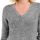 Charter Club Women's Herringbone Long Sleeve V Neck T Shirt Top Black Size PM